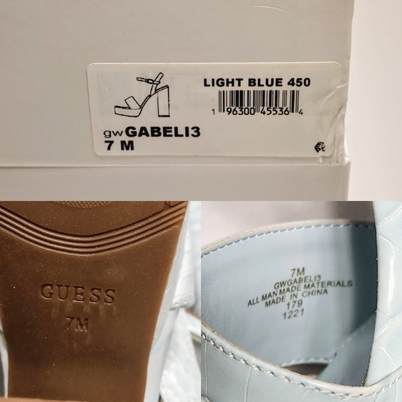 ❗️SOLD❗️Guess Gabeli NEW Faux Croc Ankle Strap Platform Block Heel Sandals Blue - Picture 11 of 11